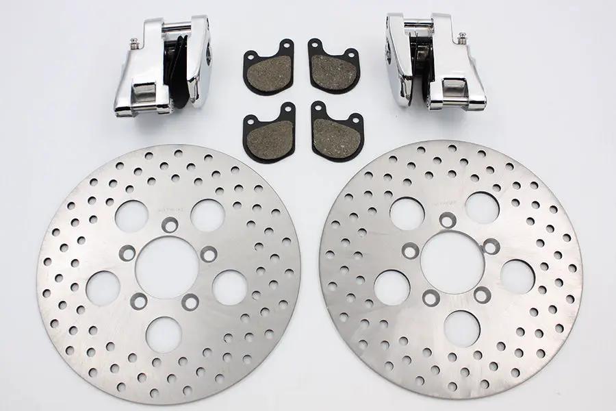V-Twin Front Dual Disc Calipers and 10-inch Disc Kit for Harley Davidson Fx and XL Models by V-Twin