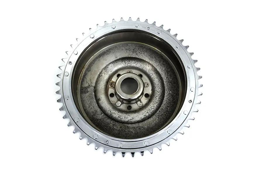V-Twin Cast Rear Mechanical Brake Drum Chrome for Harley Davidson EL Models by V-Twin