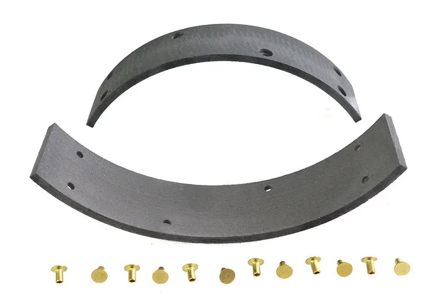 Duro Rear Brake Shoe Linings with Rivets for Harley Davidson UL (1938-1947) by Duro