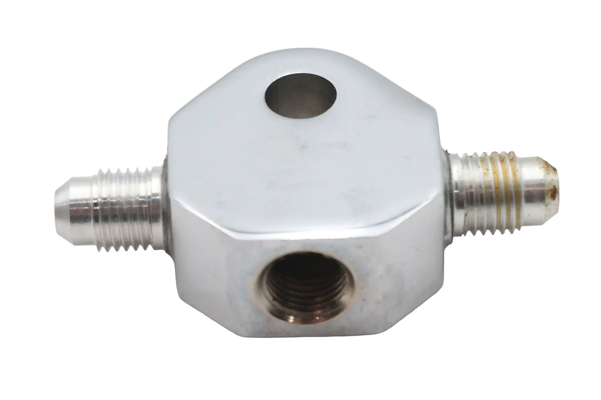 Edart Chrome Steel Brake Hose Tee with 5/16 Inch Mounting Hole and 3/8 Inch-24 UNF Fittings by Edart