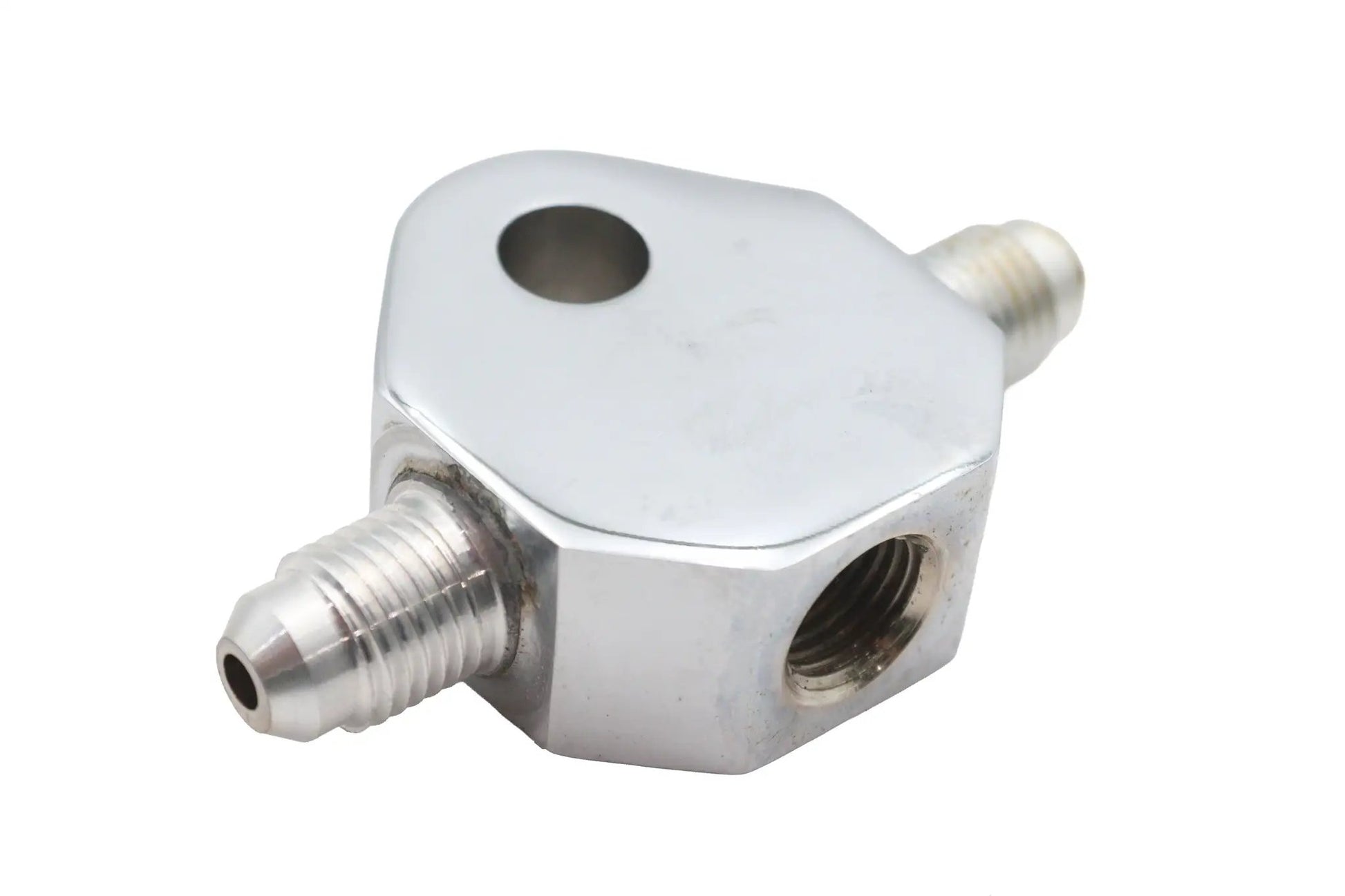 Edart Chrome Steel Brake Hose Tee with 5/16 Inch Mounting Hole and 3/8 Inch-24 UNF Fittings by Edart