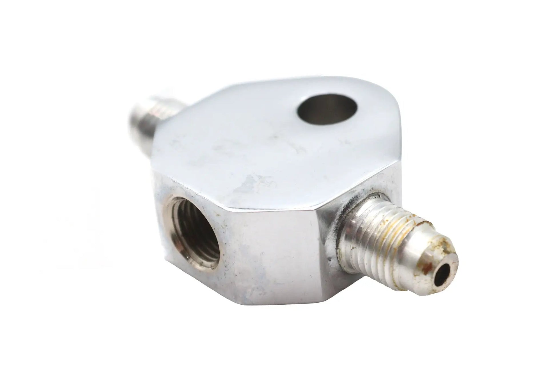 Edart Chrome Steel Brake Hose Tee with 5/16 Inch Mounting Hole and 3/8 Inch-24 UNF Fittings by Edart