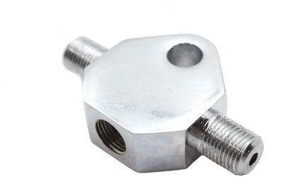 Edart Chrome Brake Line Tee with 5/16-Inch Mounting Hole and 1/8-Inch-27 NPT Thread by Edart