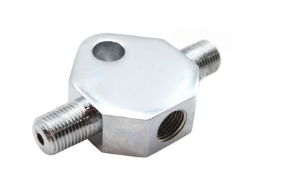 Edart Chrome Brake Line Tee with 5/16-Inch Mounting Hole and 1/8-Inch-27 NPT Thread by Edart