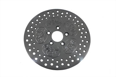 Edart 11-1/2 inch Rear Brake Disc Skull Design Polished for Harley Davidson FXST (1984-1993)