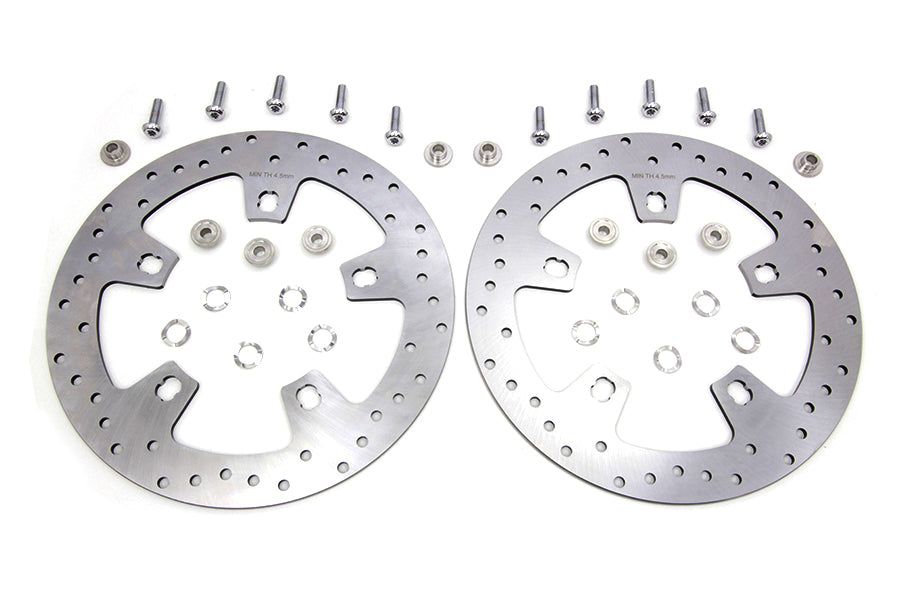 Duro 11.8 Inch Drilled Front Brake Disc Set for Harley Davidson FLT – Stainless Steel