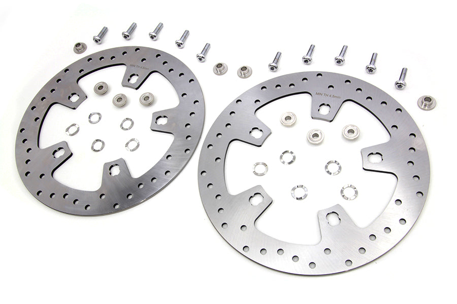 Duro 11.8 Inch Drilled Front Brake Disc Set for Harley Davidson FLT – Stainless Steel
