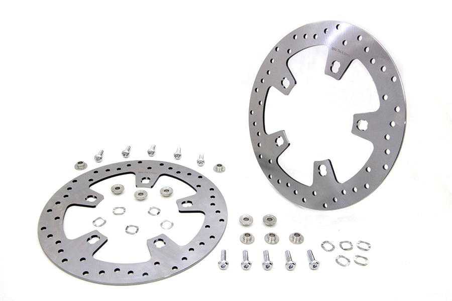 Duro 11.8 Inch Drilled Front Brake Disc Set for Harley Davidson FLT – Stainless Steel