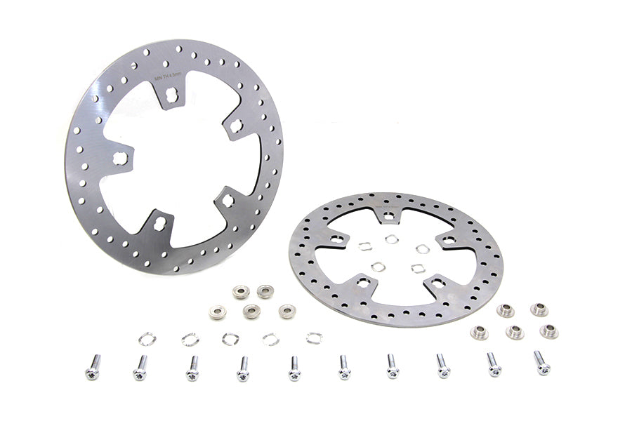 Duro 11.8 Inch Drilled Front Brake Disc Set for Harley Davidson FLT – Stainless Steel
