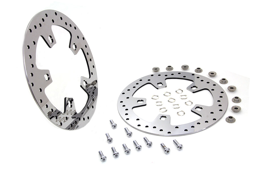Duro 11.8 inch Front Brake Disc Set Polished for Harley Davidson FLT