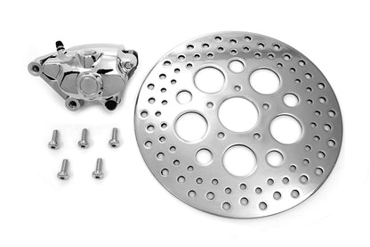V-Twin Chrome Front 4 Piston Caliper and 11-1/2 Inch Disc Kit for Harley Davidson XL