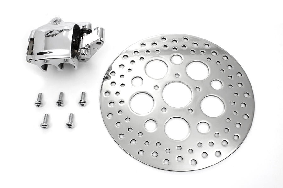 V-Twin Chrome Front 4 Piston Caliper and 11-1/2 Inch Disc Kit for Harley Davidson XL