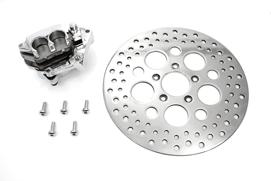 V-Twin Chrome Front 4 Piston Caliper and 11-1/2 Inch Disc Kit for Harley Davidson XL