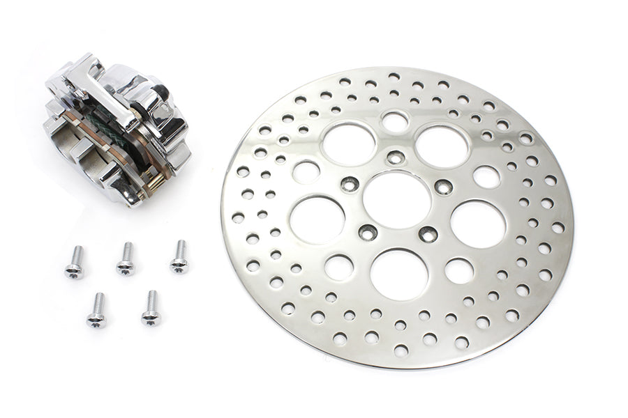 V-Twin Chrome Front 4 Piston Caliper and 11-1/2 Inch Disc Kit for Harley Davidson XL