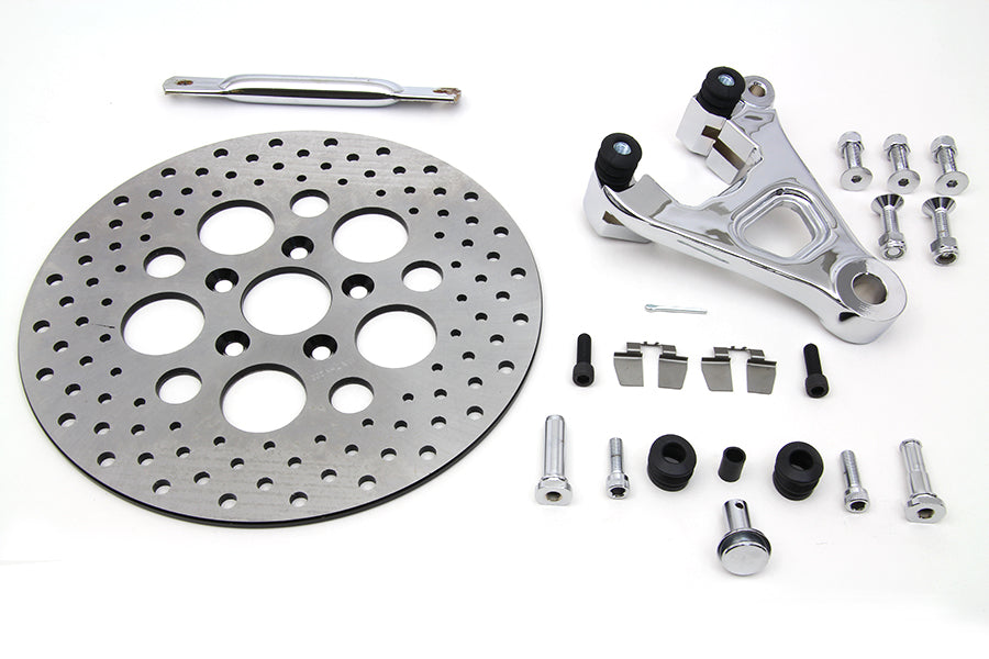 V-Twin Rear Caliper Kit for Harley Davidson FXE Models - Chrome Bracket and Stay Bar