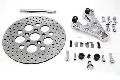 V-Twin Rear Caliper Kit for Harley Davidson FXE Models - Chrome Bracket and Stay Bar