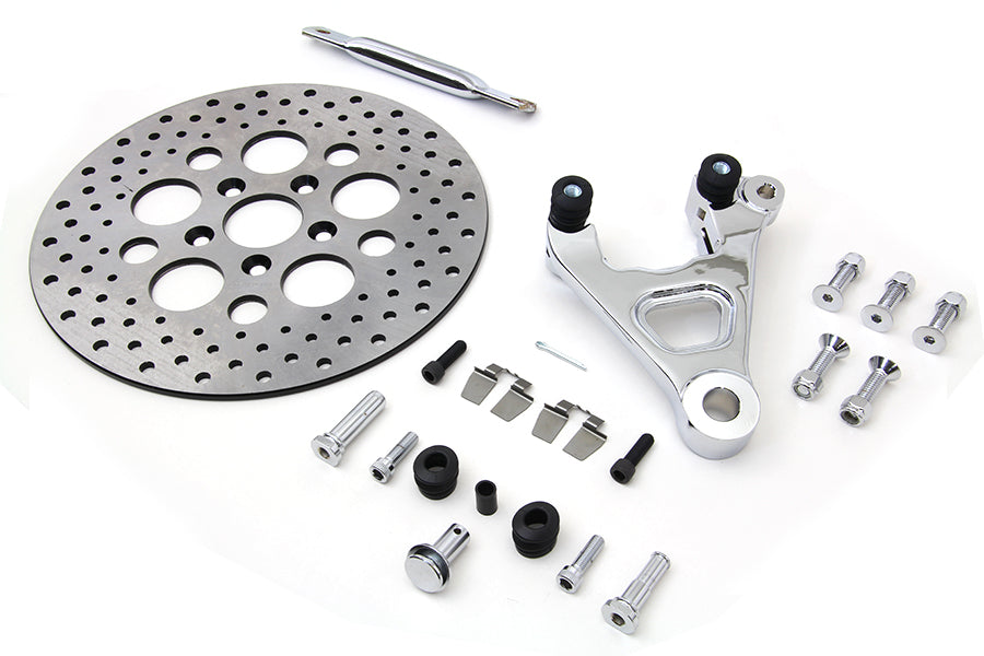 V-Twin Rear Caliper Kit for Harley Davidson FXE Models - Chrome Bracket and Stay Bar