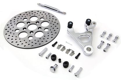 V-Twin Rear Caliper Kit for Harley Davidson FXE Models - Chrome Bracket and Stay Bar