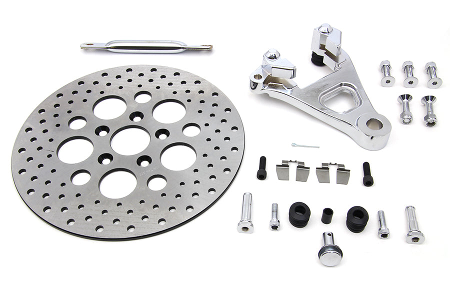 V-Twin Rear Caliper Kit for Harley Davidson FXE Models - Chrome Bracket and Stay Bar