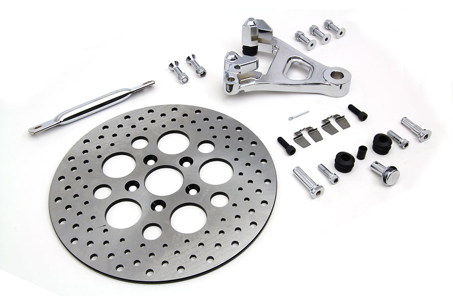 V-Twin Rear Caliper Kit for Harley Davidson FXE Models - Chrome Bracket and Stay Bar