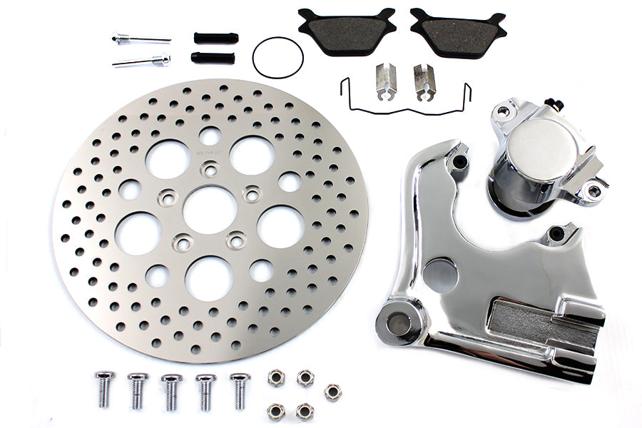 V-Twin Chrome Rear Caliper and 11-1/2 inch Disc Kit for Harley Davidson FXD Models
