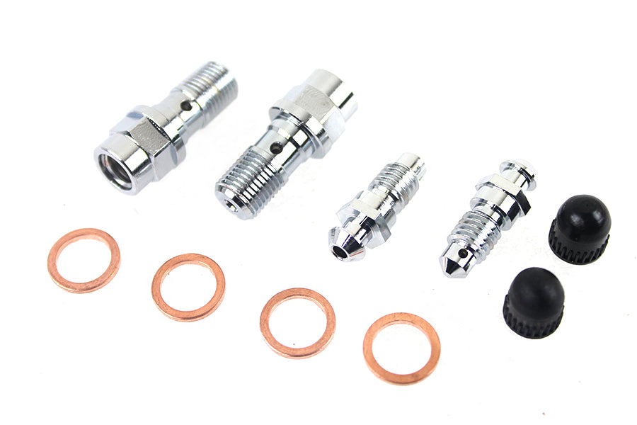 Edart FLT Front Caliper Bleeder Screw Kit Chrome for Harley Davidson FLT 2008-2017