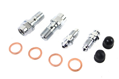 Edart FLT Front Caliper Bleeder Screw Kit Chrome for Harley Davidson FLT 2008-2017