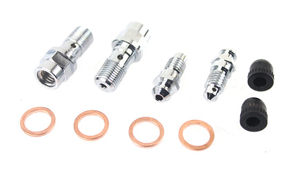Edart FLT Front Caliper Bleeder Screw Kit Chrome for Harley Davidson FLT 2008-2017