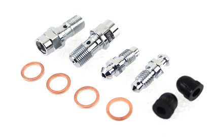 Edart FLT Front Caliper Bleeder Screw Kit Chrome for Harley Davidson FLT 2008-2017