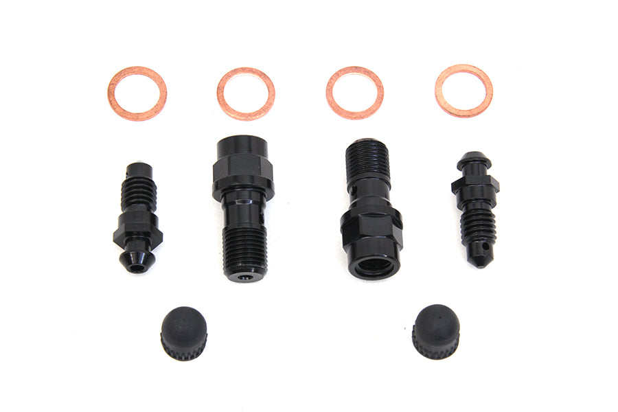 Edart FLT Front Caliper Bleeder Screw Kit Black for Harley Davidson FLT (2008-2017)