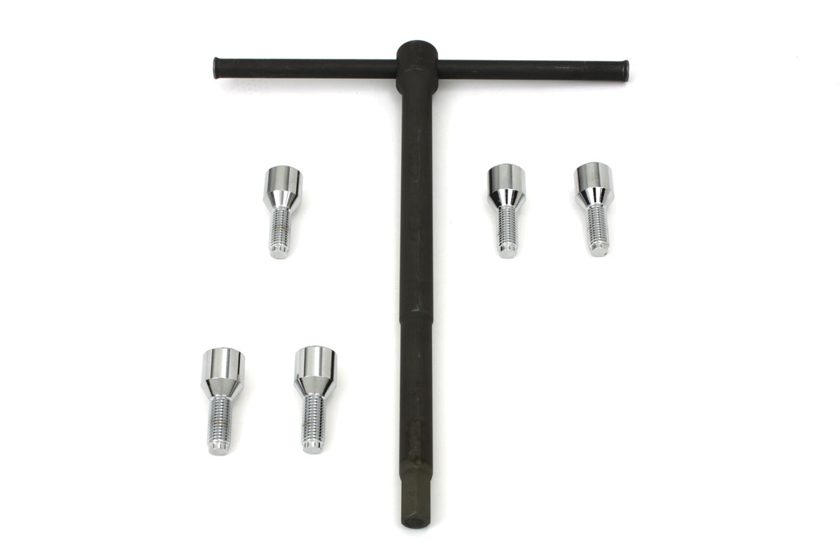 V-Twin Chrome Wheel Lug Set with Wrench for Harley Davidson G Models