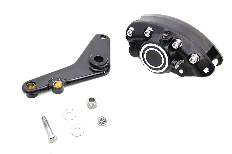 V-Twin Rear Black 1 Piston Banana Caliper Kit with Bracket for Harley Davidson Fx & Fl Models