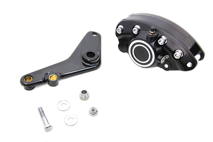 V-Twin Rear Black 1 Piston Banana Caliper Kit with Bracket for Harley Davidson Fx & Fl Models
