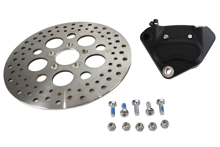 V-Twin 23-1663 11.5 inch Black Front Caliper Kit for Harley Davidson FLST & FXST