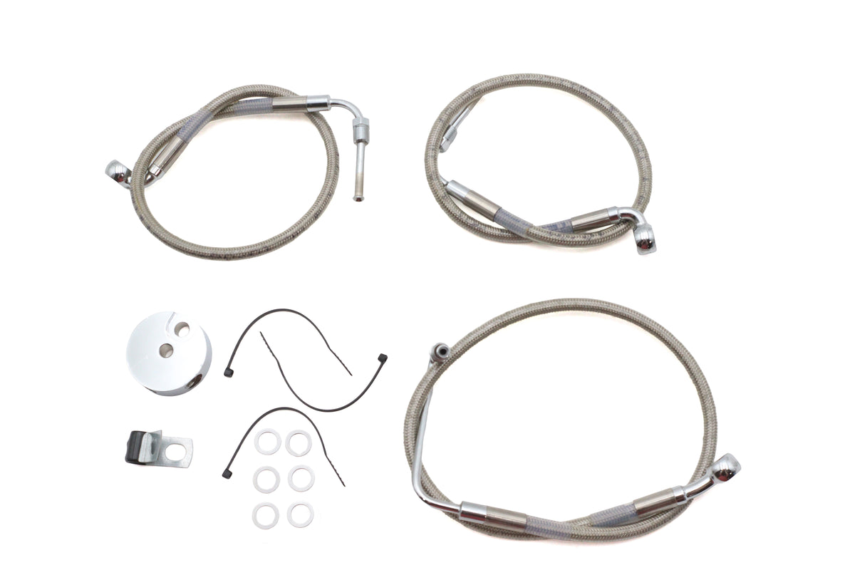 Ultima Stainless Steel Front Brake Hose Kit for Harley Davidson FXD and FXDL Models