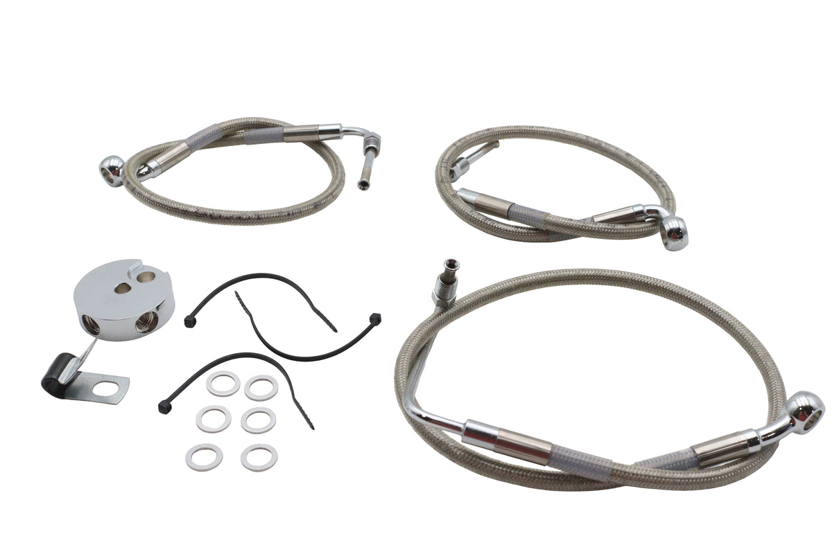 Ultima Stainless Steel Front Brake Hose Kit for Harley Davidson FXD and FXDL Models