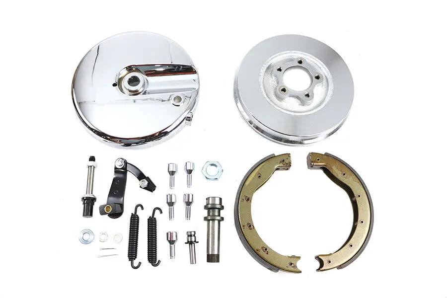 V-Twin Front Brake Backing Plate Kit Left Side Satin Chrome for Harley Davidson FL 1949-1958 by V-Twin