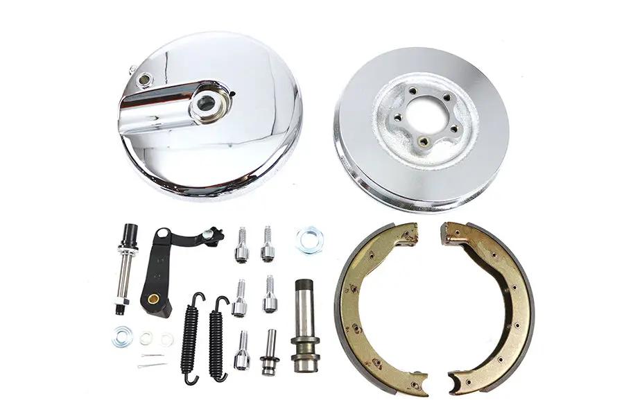 V-Twin Front Brake Backing Plate Kit Left Side Satin Chrome for Harley Davidson FL 1949-1958 by V-Twin