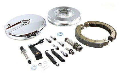 V-Twin Front Brake Backing Plate Kit Left Side Satin Chrome for Harley Davidson FL 1949-1958 by V-Twin