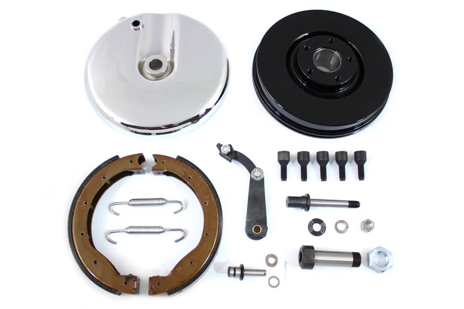 V-Twin Front Brake Backing Plate Kit Polished for Harley Davidson FL 1969-1971 by V-Twin