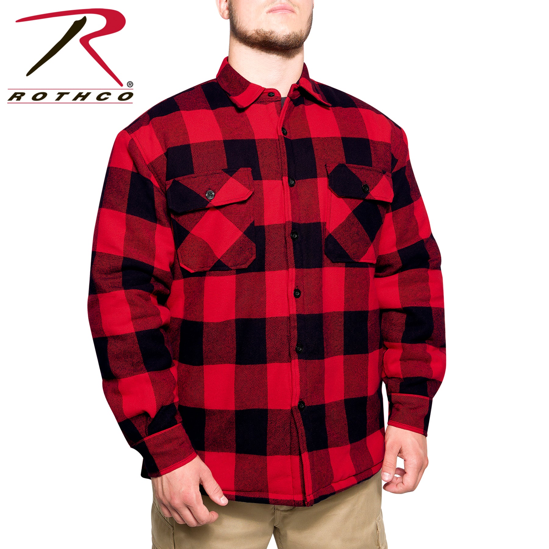 Rothco Buffalo Plaid Quilted Lined Jacket - Red, Size 2XL