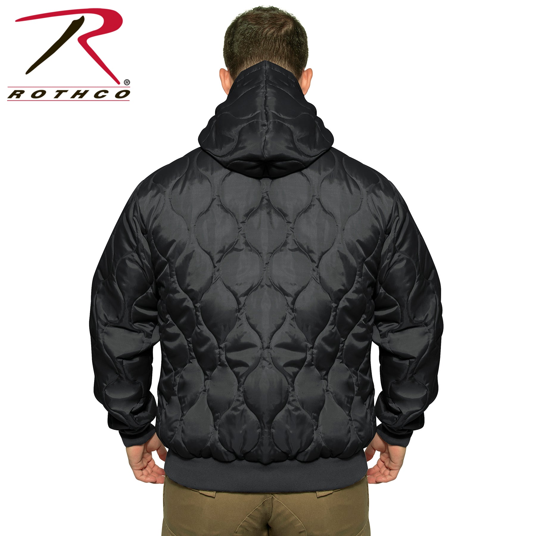 Rothco Quilted Woobie Hooded Sweatshirt Black 2XL – Military-Inspired Lightweight Cold Weather Layer
