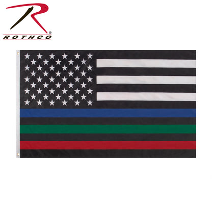 Rothco Thin Red, Blue, and Green Line United States Flag - 3' x 5'