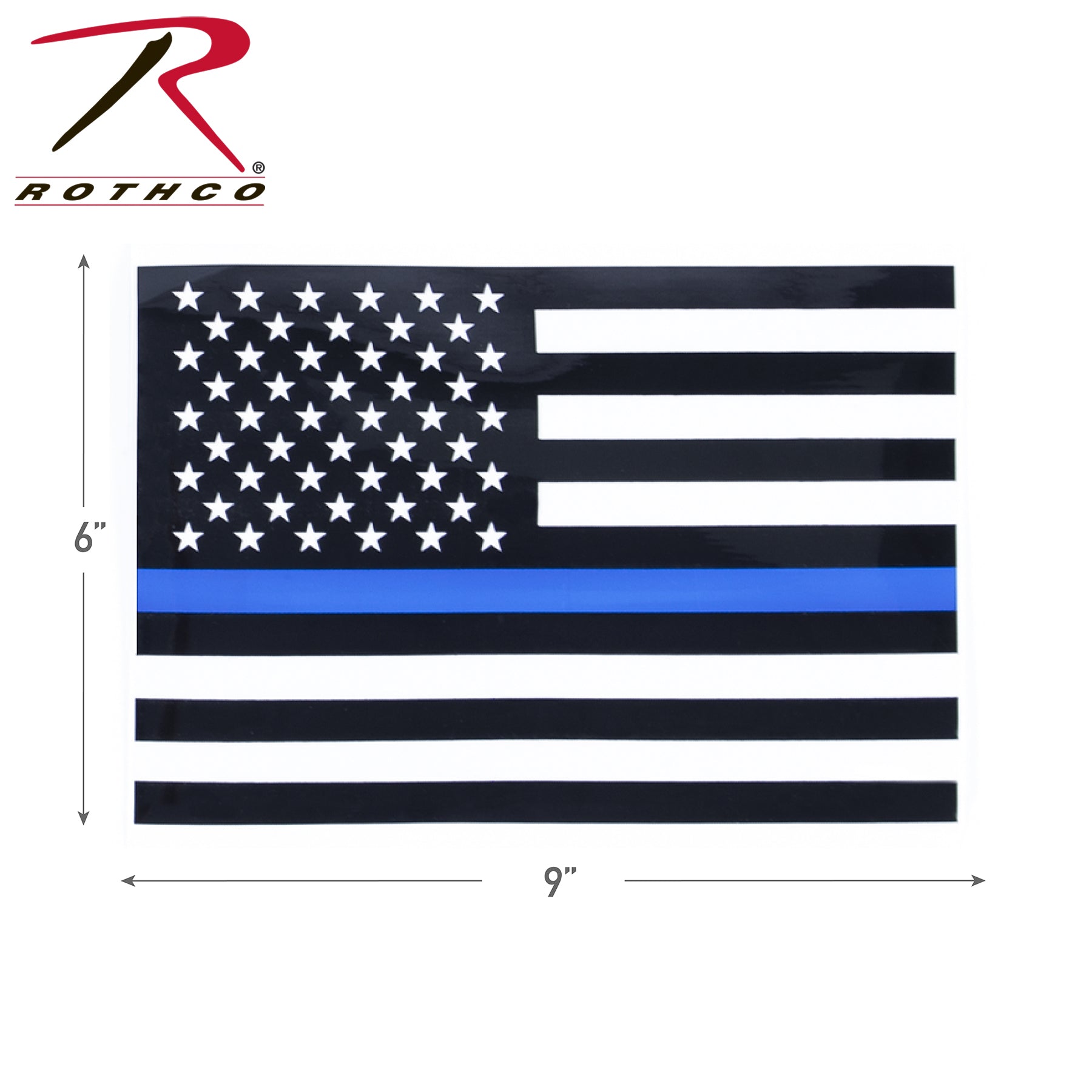 Rothco Thin Blue Line Flag Decal Size Large - Support Law Enforcement with Transparent Vinyl Sticker