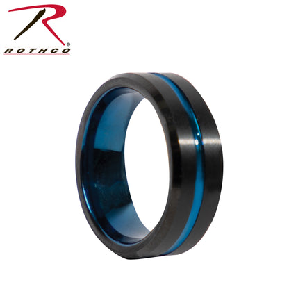 Rothco Tungsten Carbide Thin Blue Line Ring Black - Size 13