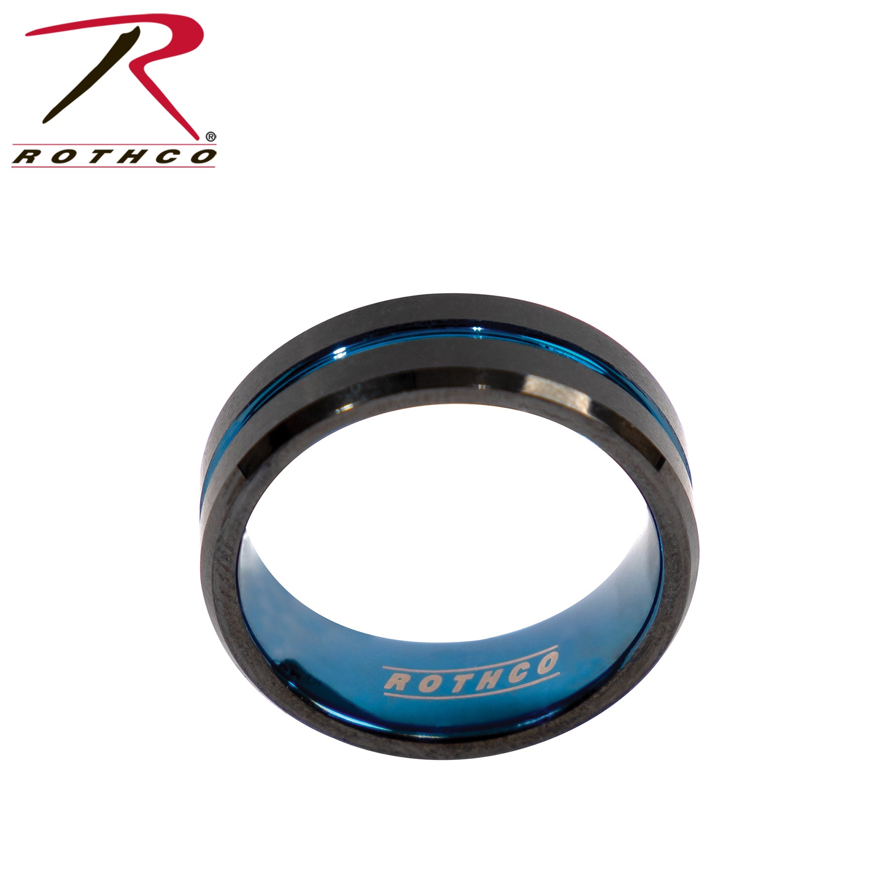 Rothco Tungsten Carbide Thin Blue Line Ring Black - Size 9
