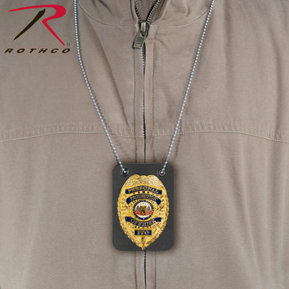 Rothco Low Profile Leather Badge Holder with Chain - Fits All Rothco Round Badges