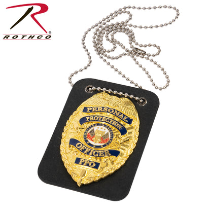 Rothco Low Profile Leather Badge Holder with Chain - Fits All Rothco Round Badges