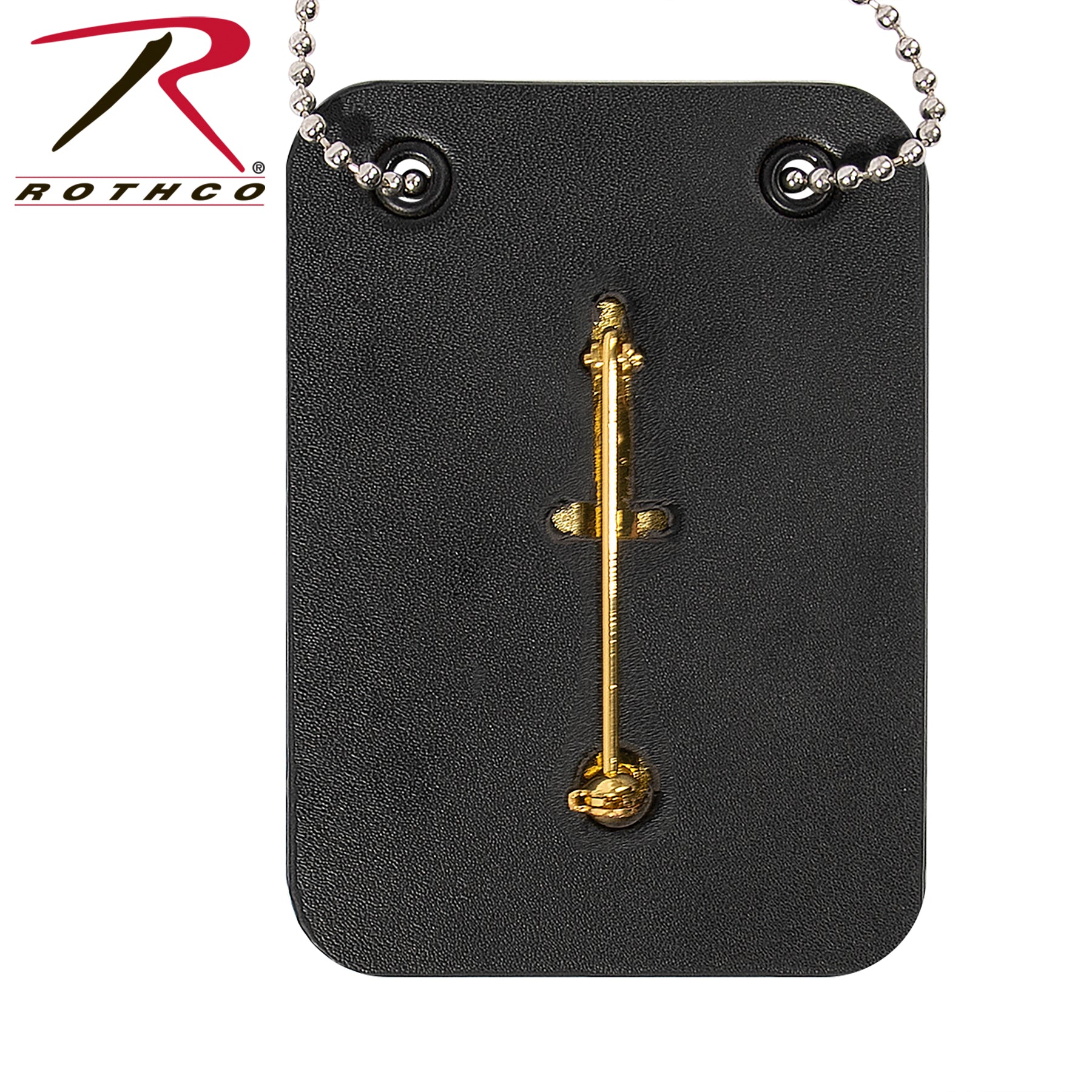 Rothco Low Profile Leather Badge Holder with Chain - Fits All Rothco Round Badges