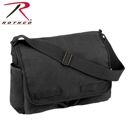 Rothco Classic Canvas Messenger Bag Charcoal Grey - Heavy-Duty Military Style with Multiple Pockets and Adjustable Strap
